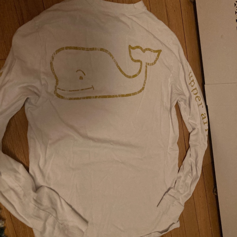 Vineyard Vines LONG SLEEVED, White+Gold Tee, XS